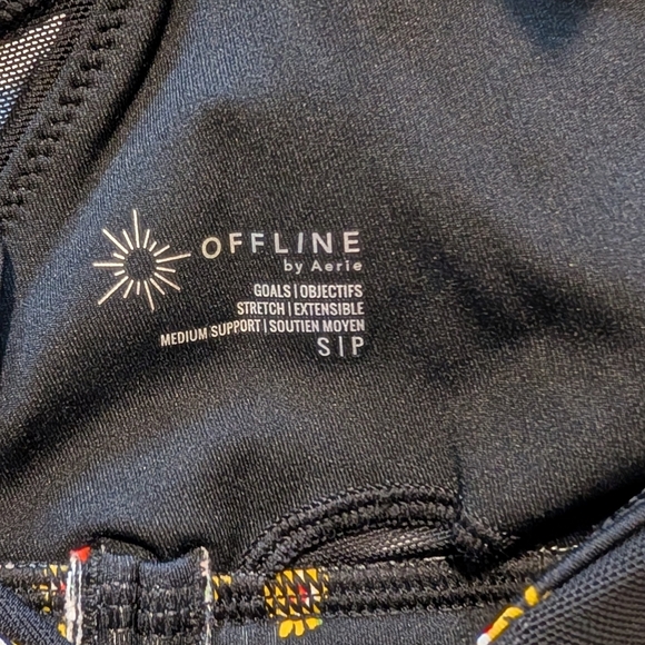 NWT OFFLINE by Aerie Goals black floral sports bra size small - Picture 6 of 8